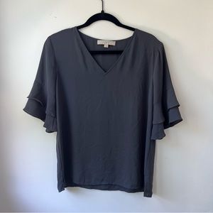 Dark Grey Top with Ruffle Sleeves